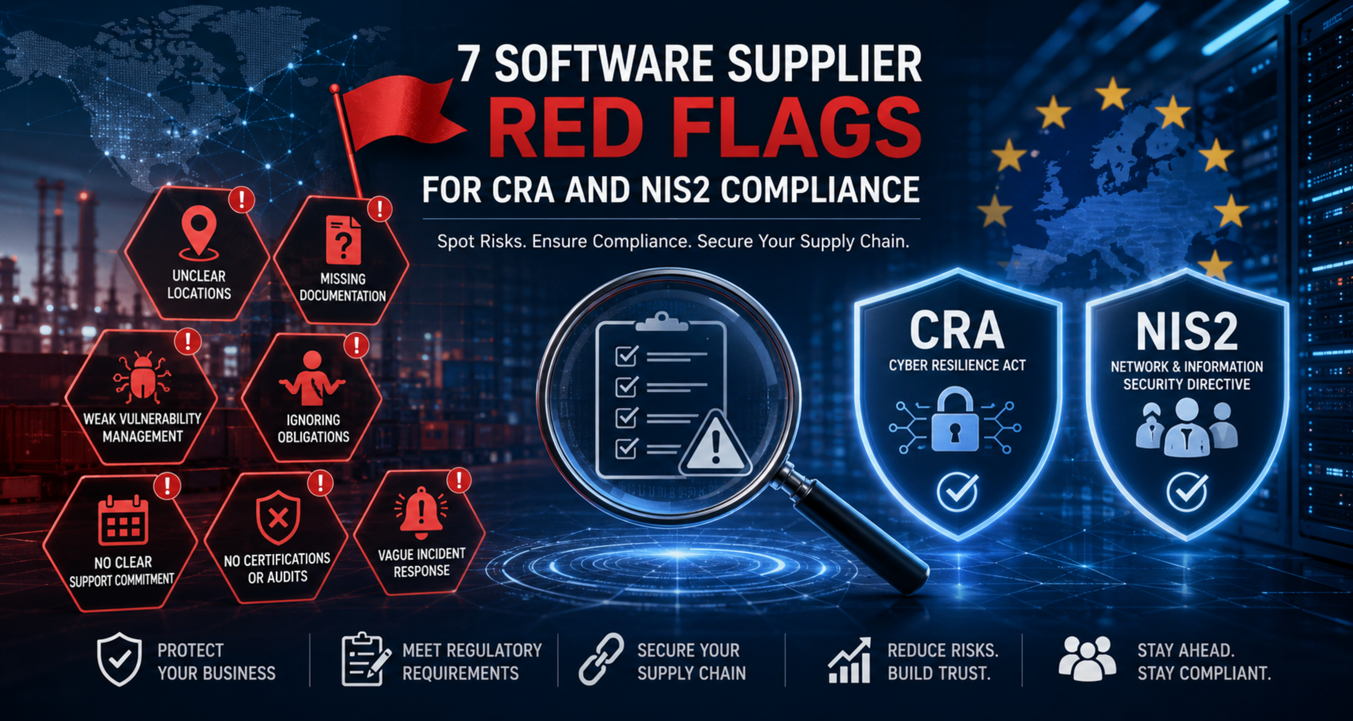 Cybersicherheits-Compliance für die Risikobewertung gemäß CRA und NIS2.