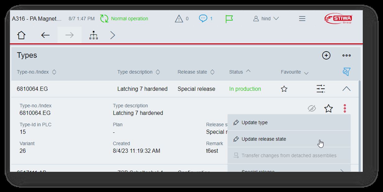 Bild 1: Typ-Freigabezustände