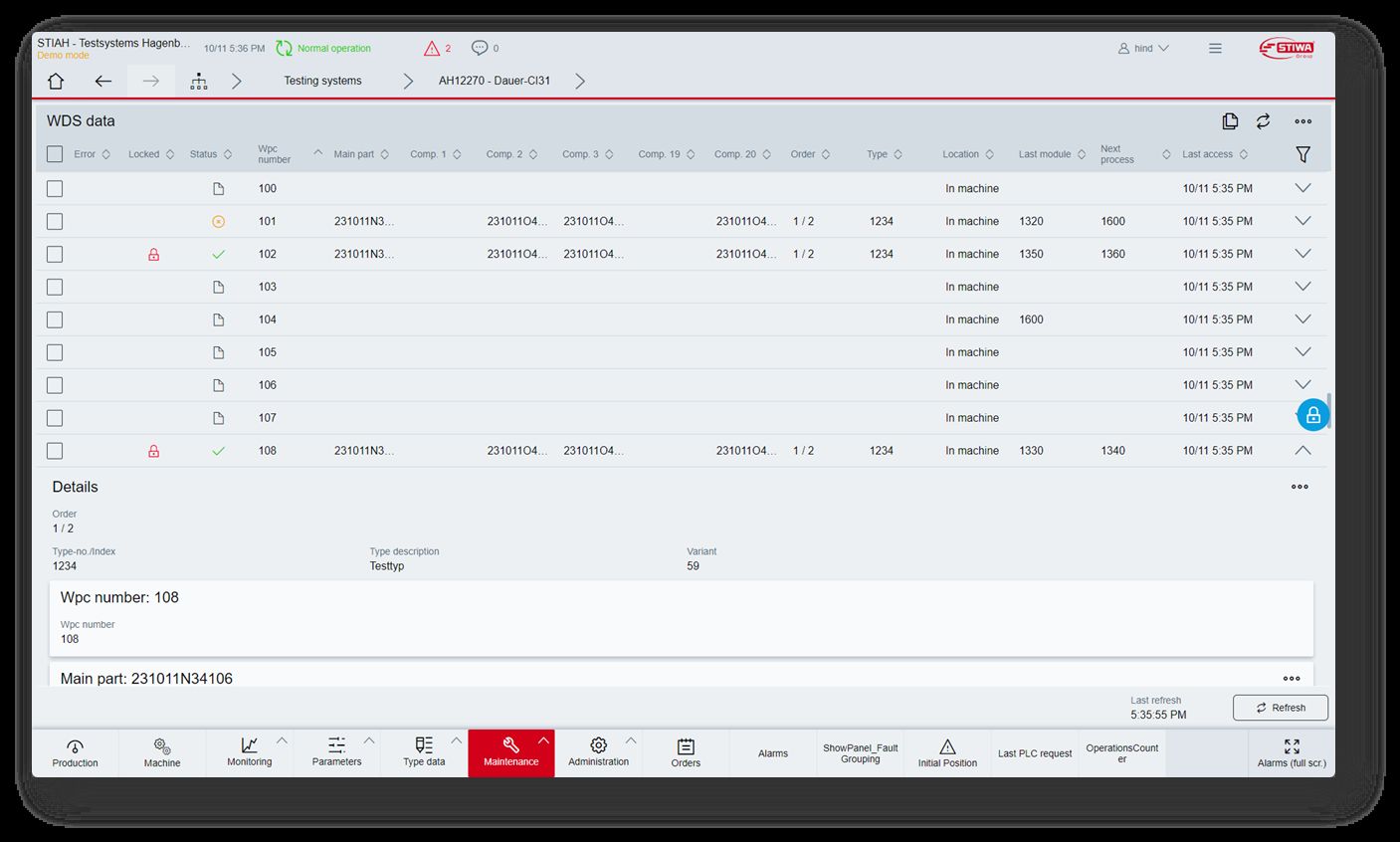 Bild 4: WDS-Panel und Aktionen